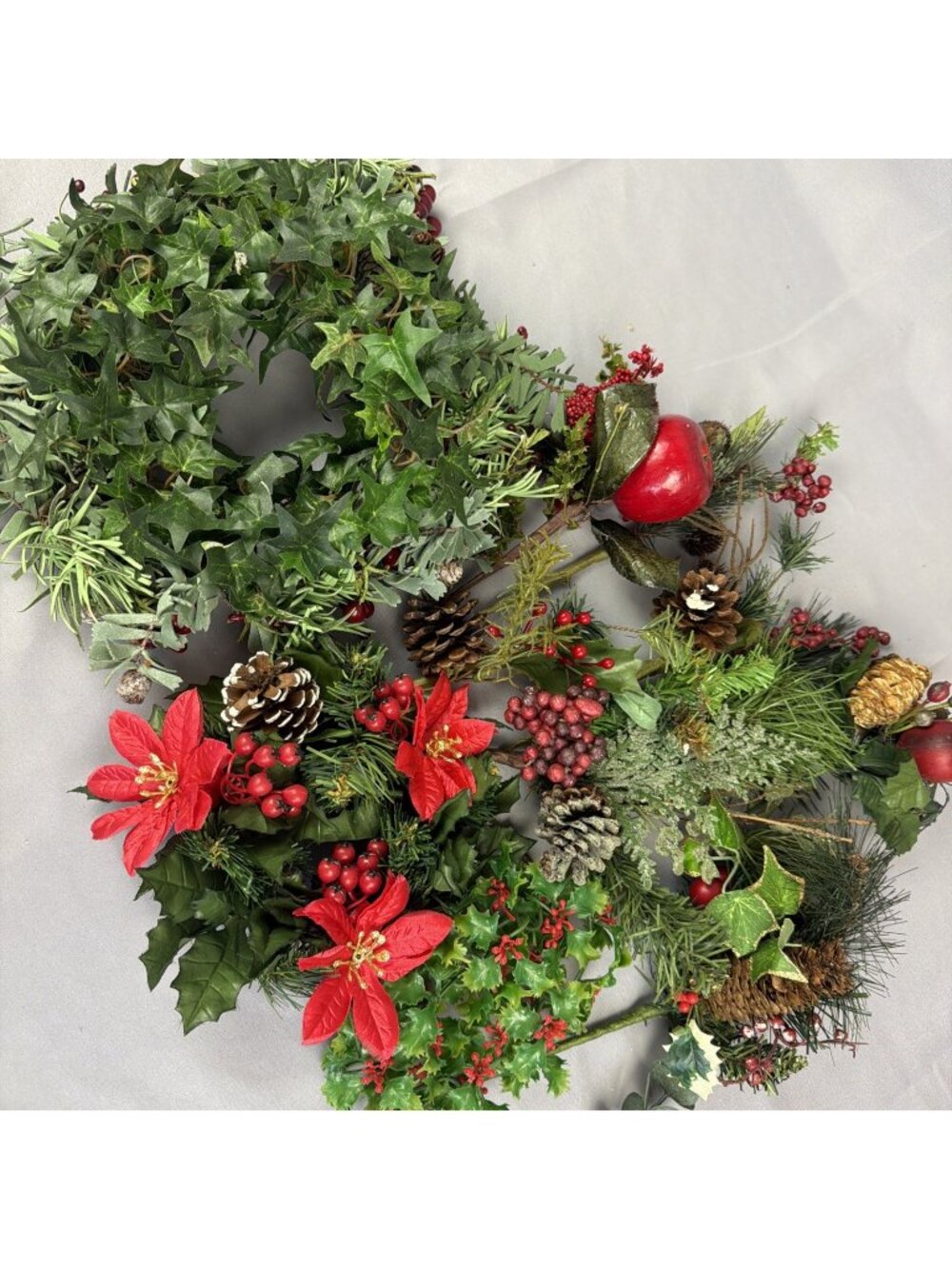 Lot Vintage Christmas Floral Picks & Pinecone Poinsettias Holly Wreaths Ivy